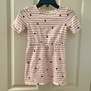 Old Navy Pink Striped Ladybug Dress Cotton Girls Size 5T